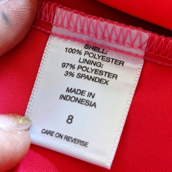 NEW York and Company Hot Pink Belted Midi Strapless Dress 8 Mod Retro Wiggle - Picture 5 of 12